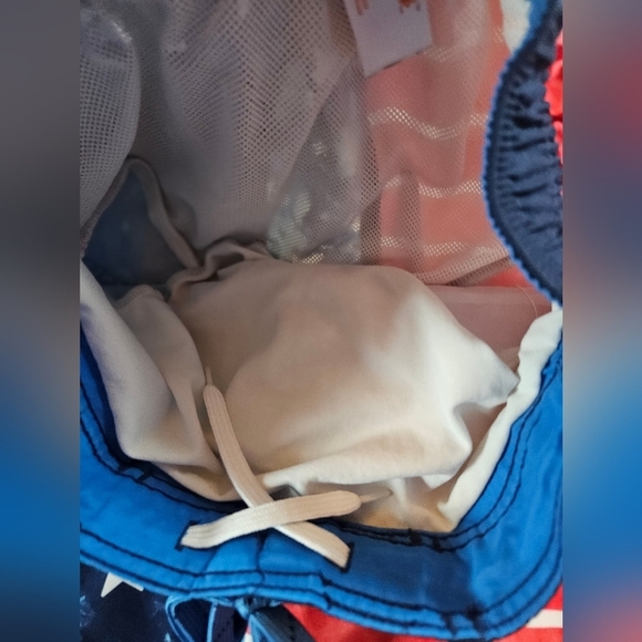 Cat & Jack Boys Red White & Blue American Flag Swim Trunks W/ Tie Waist Size XL - Picture 9 of 14